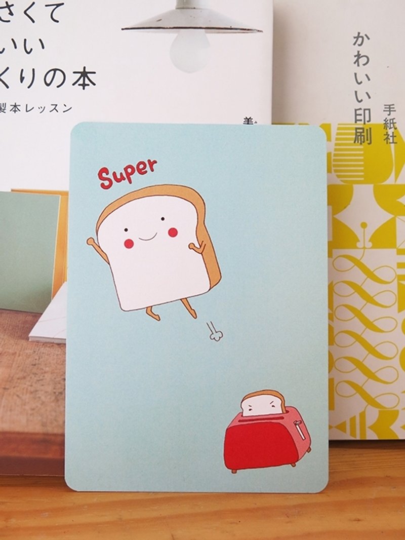 蛋糕人圆角明信片-B款 一飞冲天吐司人 - 卡片/明信片 - 其他材质 