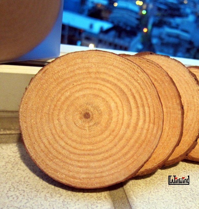 简单生活原木双杯垫 (两人一对) - 杯垫 - 木头 金色