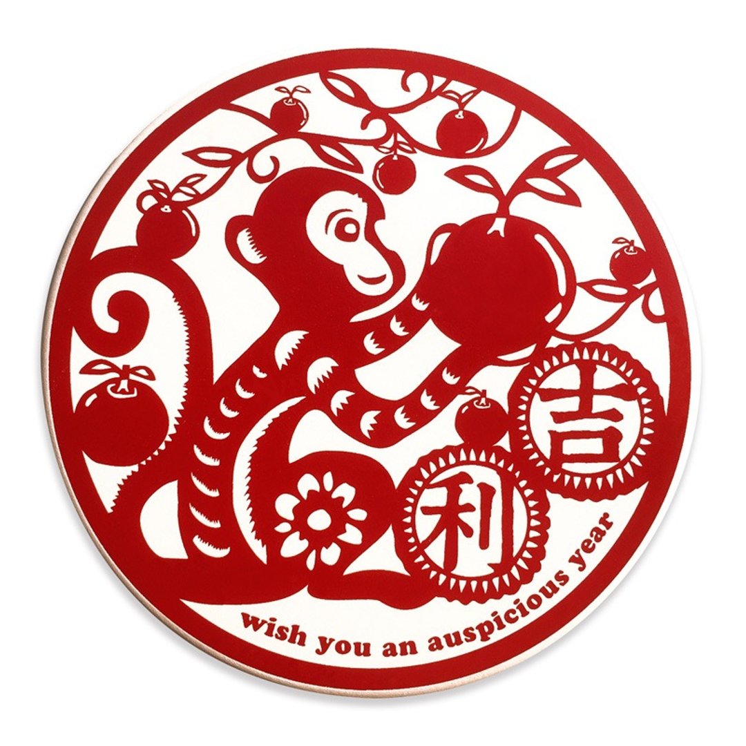 “猴吉利”陶瓷吸水杯垫 - 杯垫 - 其他材质 红色