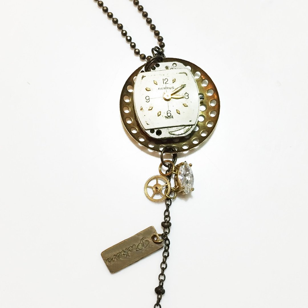 1960 Steampunk蒸汽庞克风格 垂吊式机芯项链 Benrus - 项链 - 其他金属 灰色