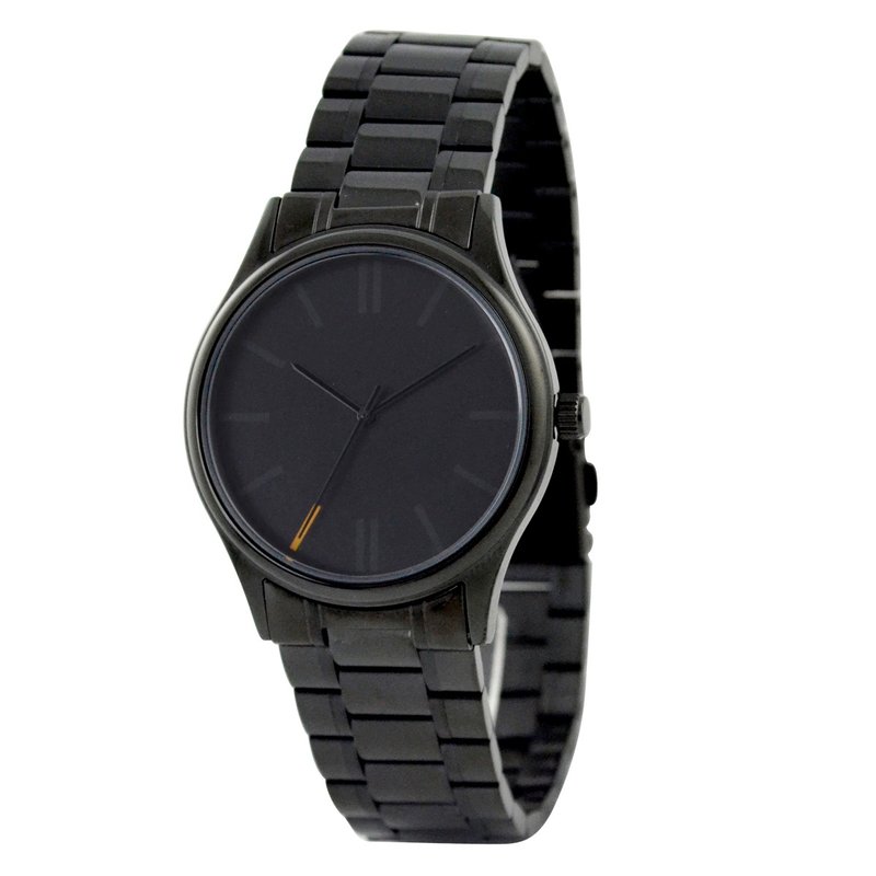 黑色简约手表(橙色7时) 配钢带 - 女表 - 其他金属 黑色