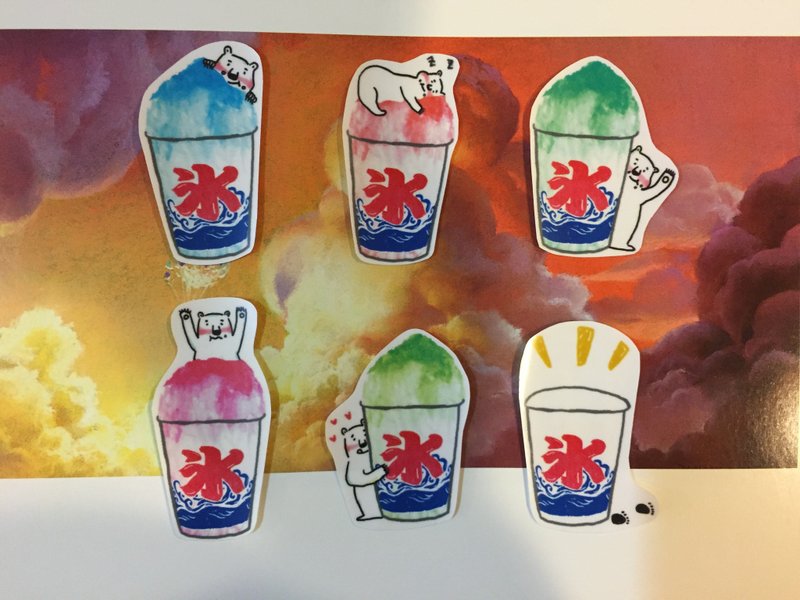 阿斑～我们一起吃锉冰 /（薄、大） 贴纸 - 贴纸 - 纸 