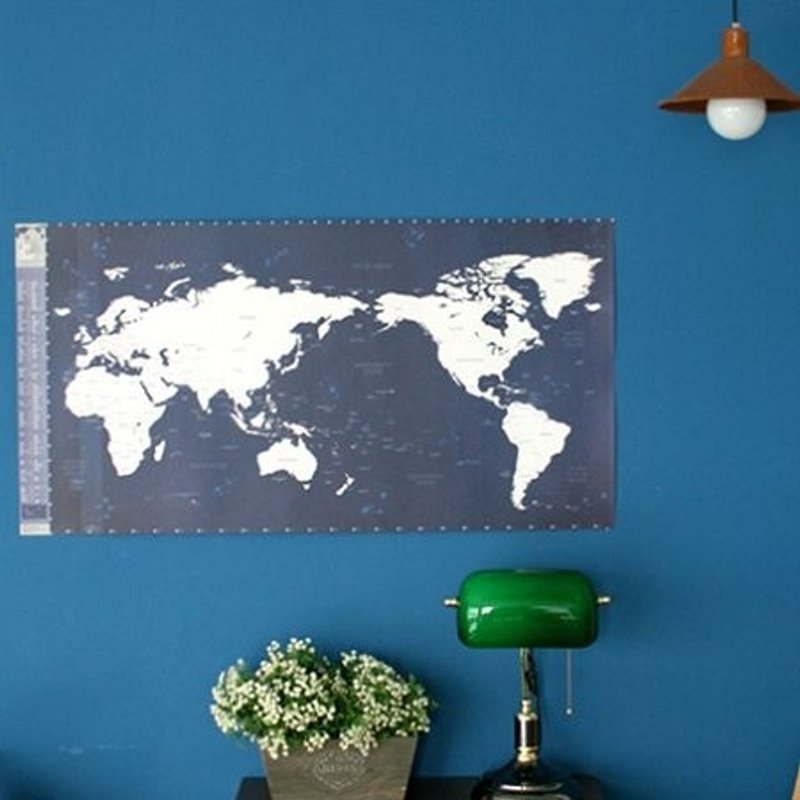 Dessin x Indigo 环游世界记录海报世界地图-indigo(限宅配),IDG78230 - 地图 - 塑料 蓝色