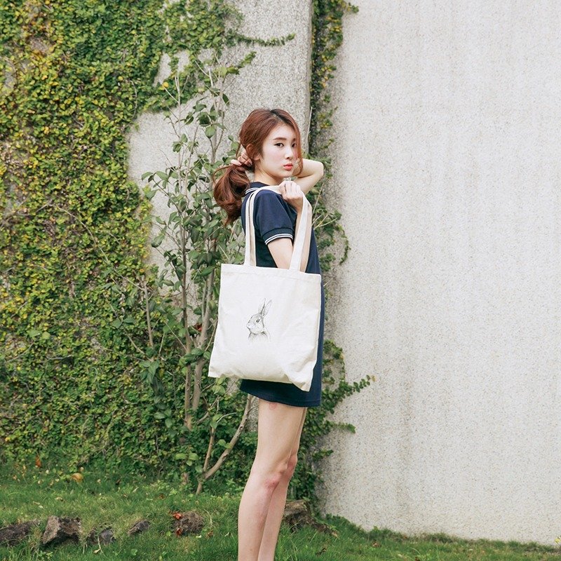 森林的小伙伴-兔子帆布袋 - 侧背包/斜挎包 - 其他材质 白色