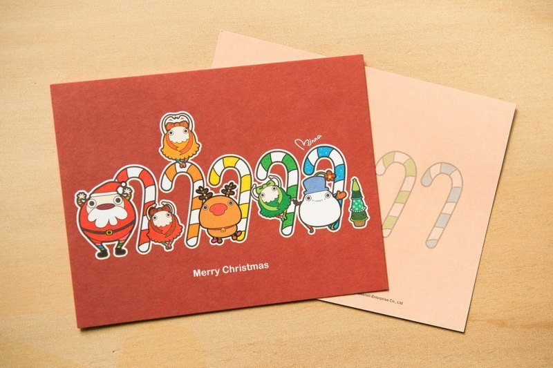 圣诞精灵-拐杖糖●明信片圣诞卡 - 卡片/明信片 - 纸 红色