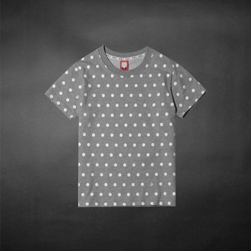 "H-ZOO" Dotttttt Tee 灰底白点点 - 女装 T 恤 - 棉．麻 灰色