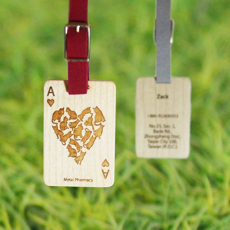 情人节专属!两俩一起出游去!猫咪扑克牌行李吊牌~2入木盒精装版 - 其他 - 木头 