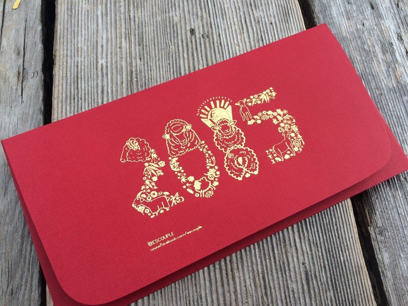 羊年烫金红包 （五入） - 卡片/明信片 - 纸 红色