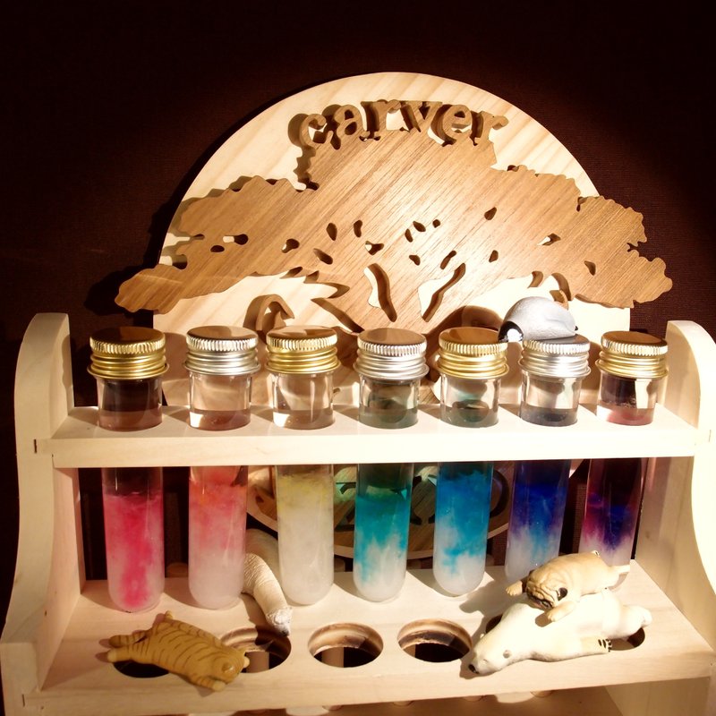 手工雕刻【彩色试管天气瓶】-‘缤纷的世界’共７支　附单层木座(刻制订作) - 摆饰 - 塑料 多色