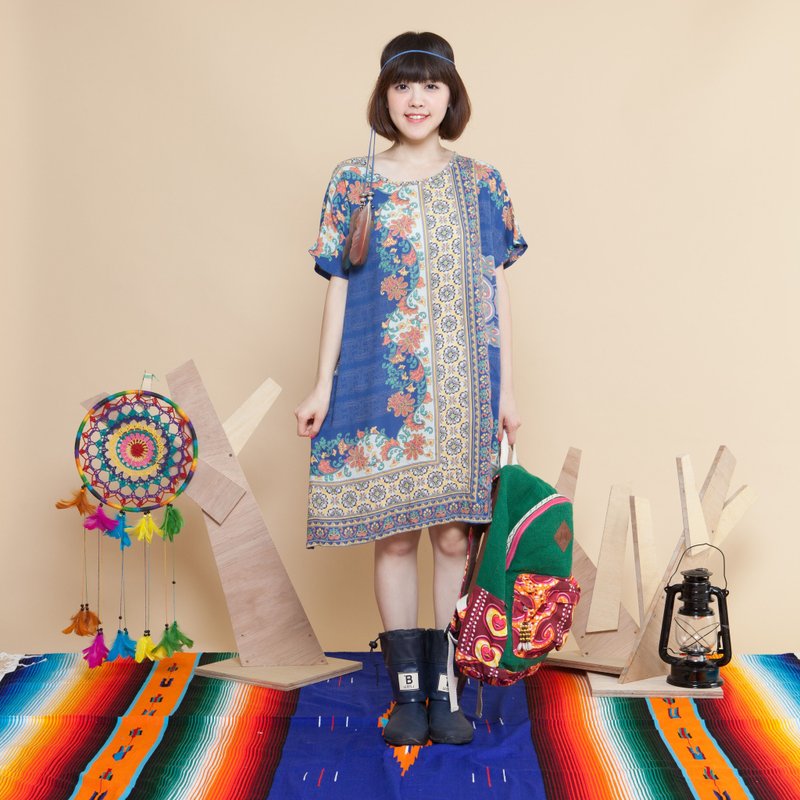 ♚saibaba ethnique // 花卉图腾洋装♚(粉红色) - 洋装/连衣裙 - 其他材质 多色