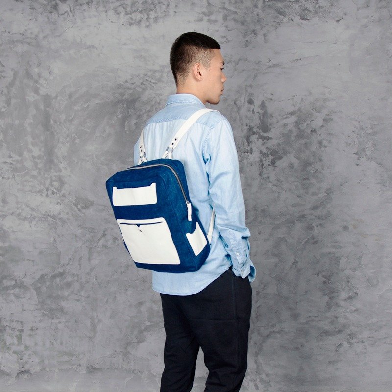 TREBLE Z / OnTheRoad 牛仔+头层牛皮 双肩包 蓝色 - 后背包/双肩包 - 其他材质 蓝色