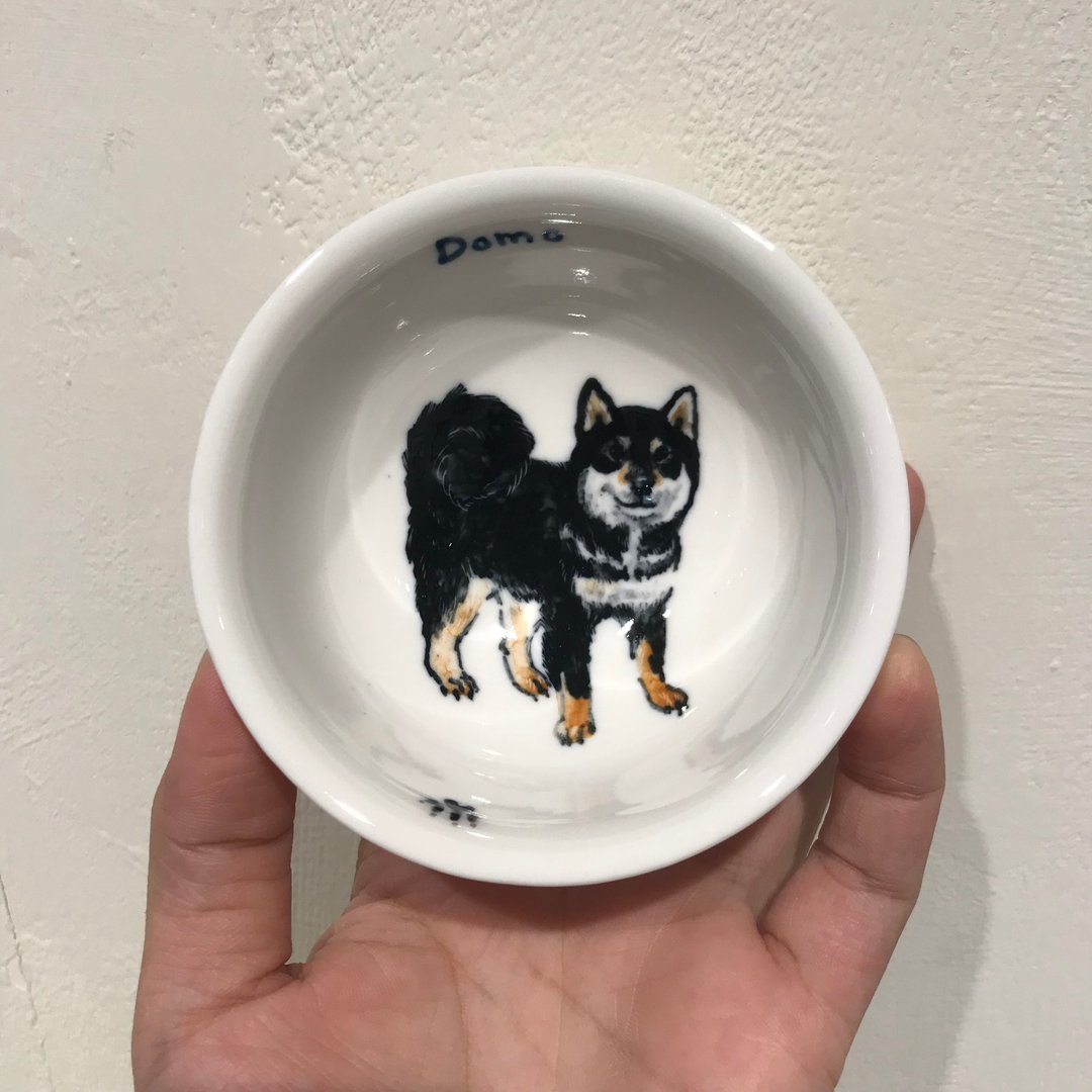 手绘大茶杯-黑柴犬 文字可订制 - 茶具/茶杯 - 瓷 黑色