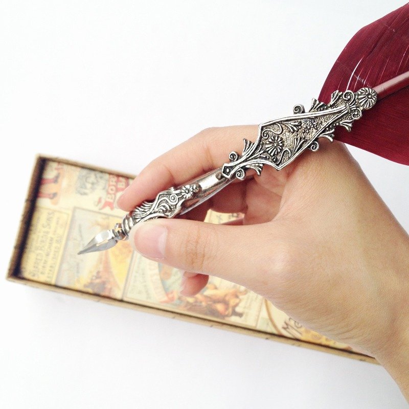 EC/05 意大利锡制时光羽毛沾水笔礼盒 | Francesco Rubinato - 蘸水笔 - 其他金属 红色