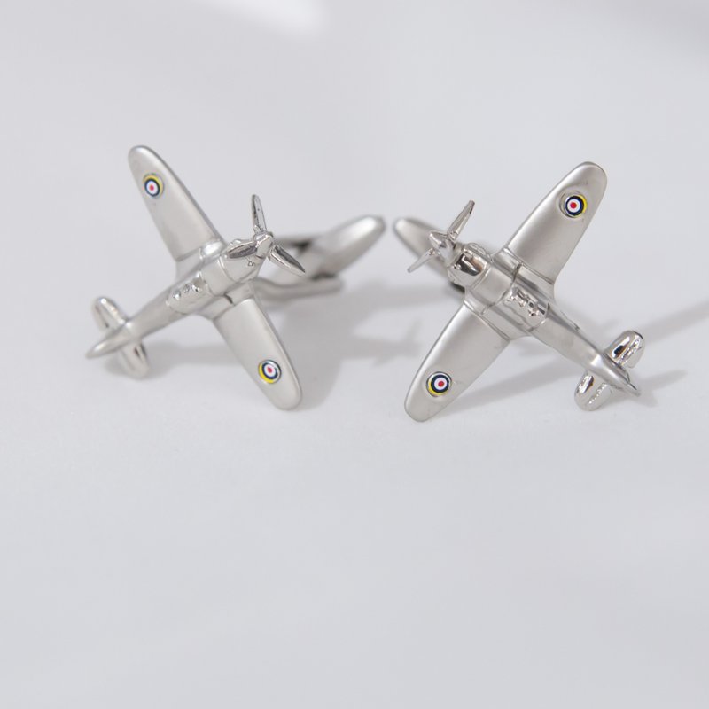 零色战机银色袖扣 ZERO FIGHTER PLANE CUFFLINKS - 袖扣 - 其他金属 