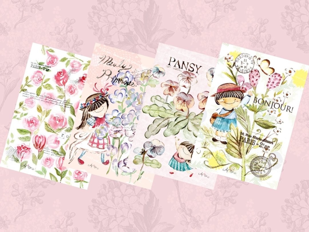 【我和我的那些花儿】Ariselin Design2014春日明信片套组(含运) - 卡片/明信片 - 纸 粉红色