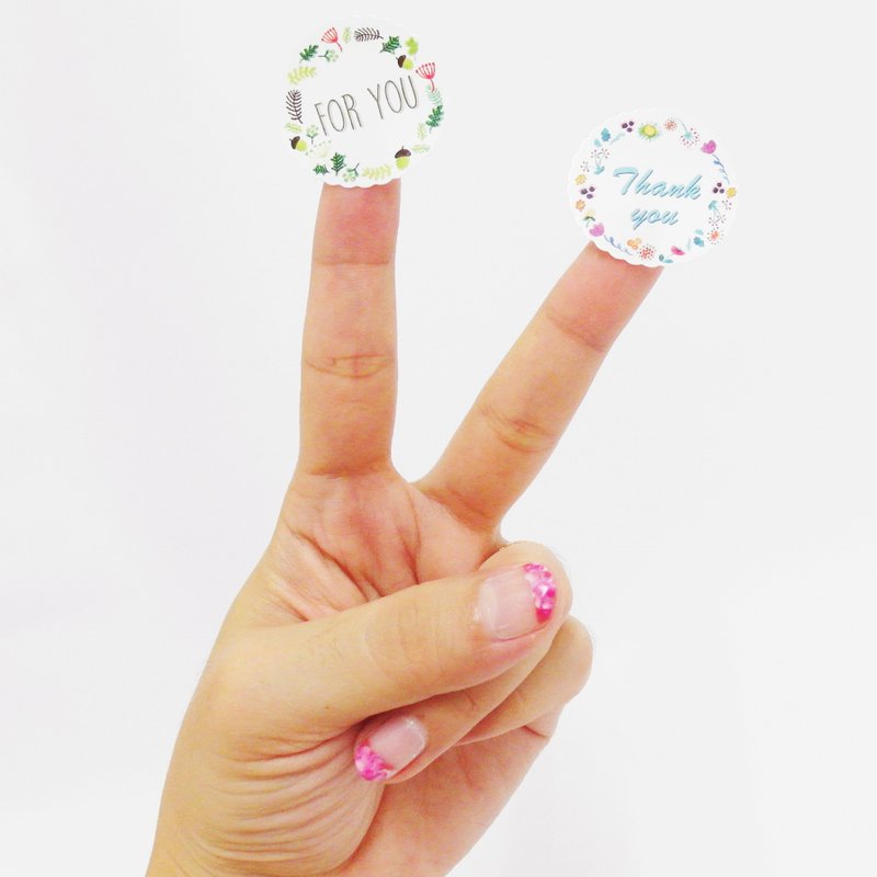 手绘花圈 感谢小圆贴 6入一组 - 贴纸 - 纸 