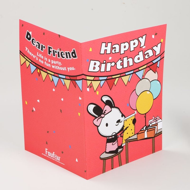 《Foufou》- 生日卡片Card-Birthday Party - 卡片/明信片 - 纸 红色