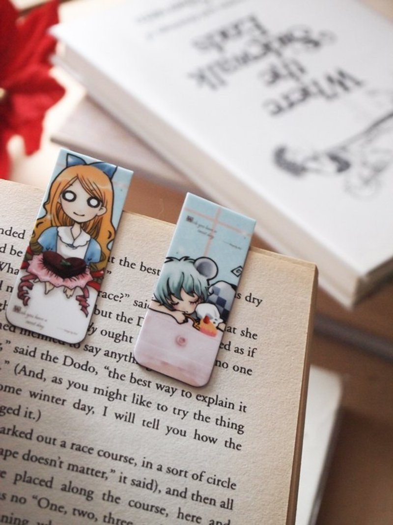 【ZoeL's WonderLand】MIT磁铁书签 * Alice & 睡鼠 * 自创Alice爱丽丝插画(二款) - 其他 - 其他材质 粉红色