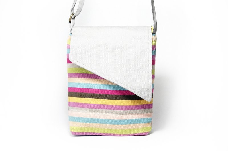 手工设计感山丘斜背包-热带条纹(仅一件) - 侧背包/斜挎包 - 棉．麻 