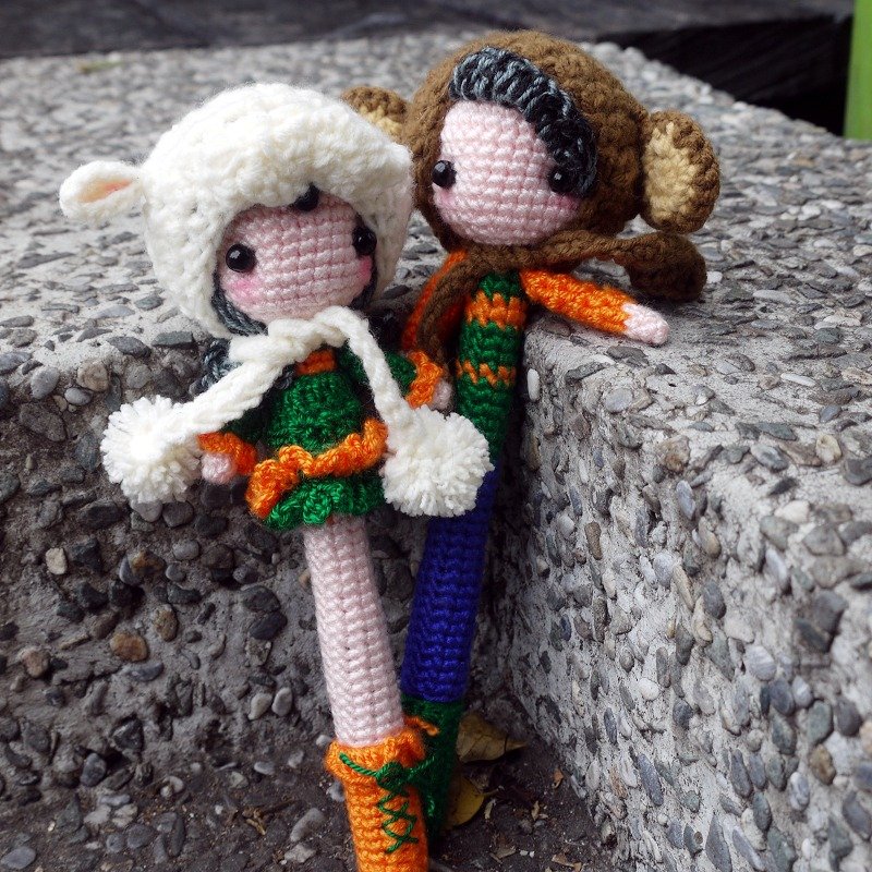 ‘毛线手创’情人系列 造型签名对笔 ♥Q娃戴帽篇♥ - 玩偶/公仔 - 其他材质 绿色