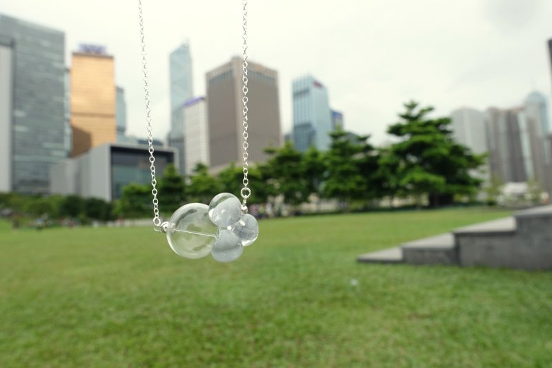 简约纯银透明玻璃珠/ 日系 花火项链　（淡蓝） - 项链 - 其他材质 蓝色