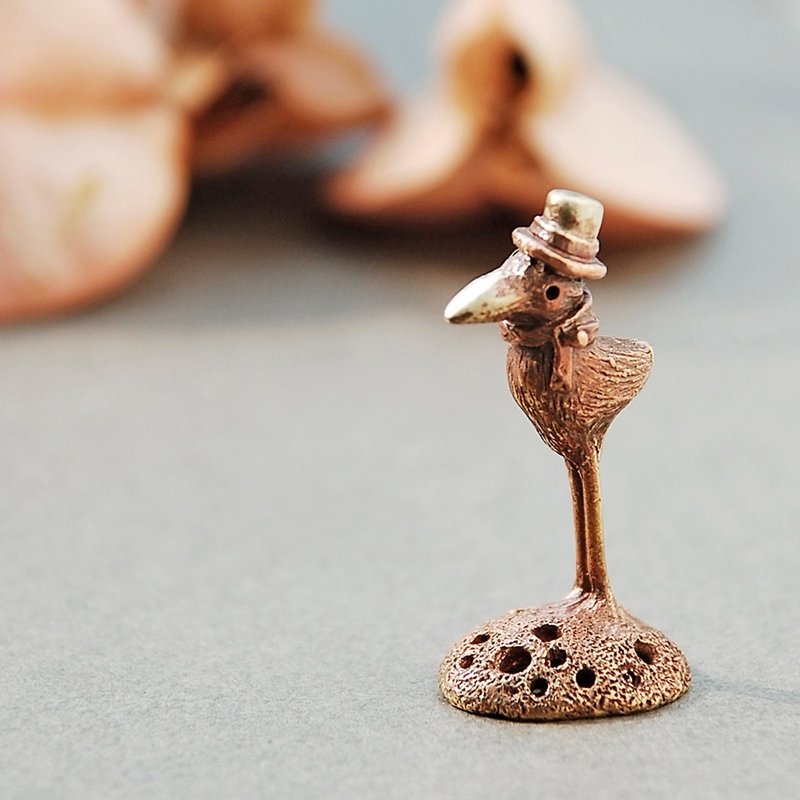 戴礼帽的鸟先生 黄铜小小偶 - 摆饰 - 其他金属 金色