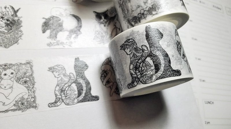 大卫画猫_限量纸胶带_猫境幻游1_30mm_10M - 纸胶带 - 纸 紫色