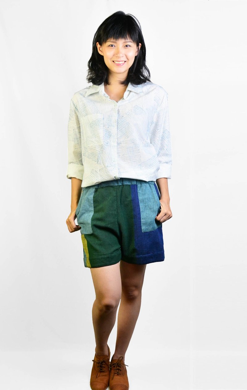 手织短裤＿土壤气息＿公平贸易 - 女装长裤 - 棉．麻 多色