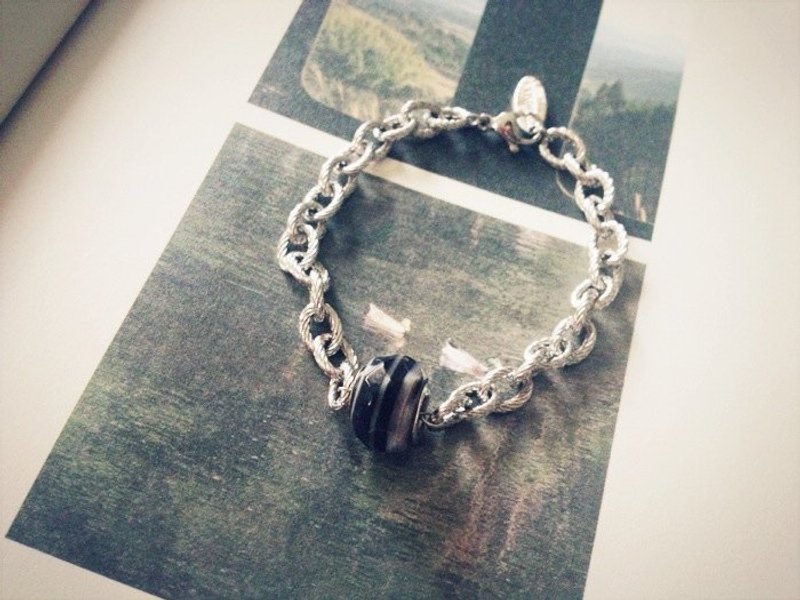 { Emerald.3 }波斯玛瑙钢手炼 - 手链/手环 - 宝石 黑色