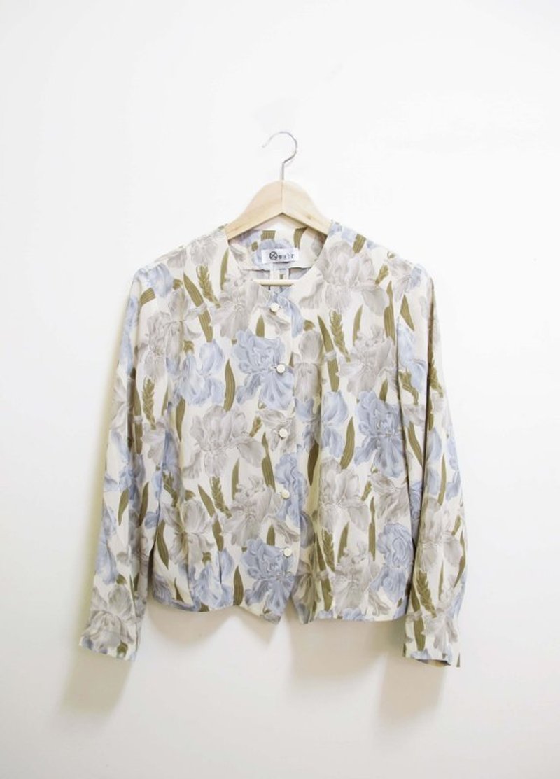 【Wahr】古典大花长袖衬衫 - 女装衬衫 - 其他材质 白色
