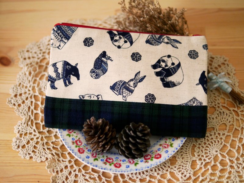 民族风动物园收纳笔袋化妆包(白)-L - 化妆包/杂物包 - 其他材质 白色