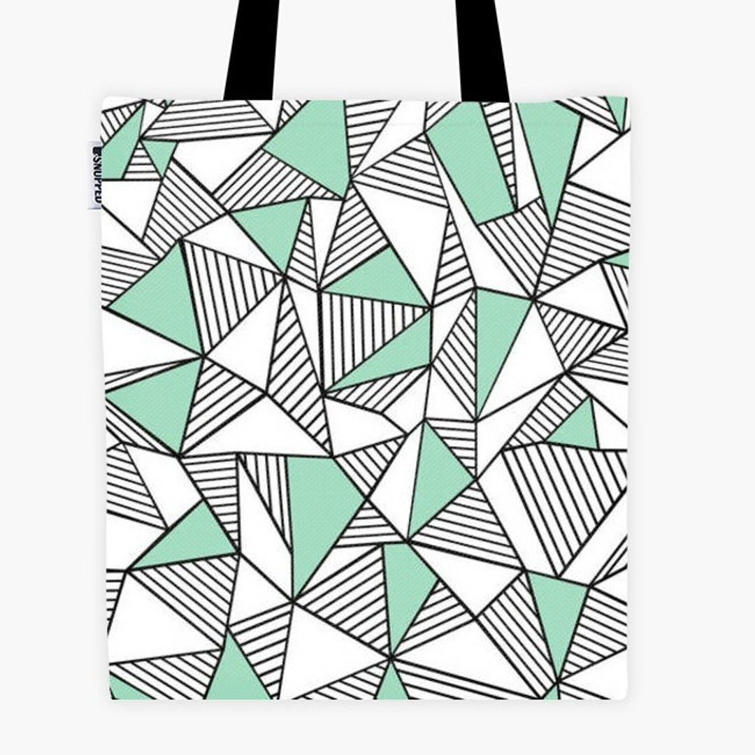 Filament - 帆布袋 - Abstraction Lines With Mint Blocks - 侧背包/斜挎包 - 其他材质 