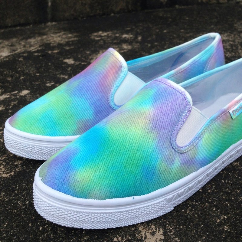 JumpingLady 手染 渲染 晕染 扎染 手染鞋 渲染鞋 晕染鞋 100%纯手作 宇宙 星空色系 原创 - 女款休闲鞋 - 棉．麻 多色