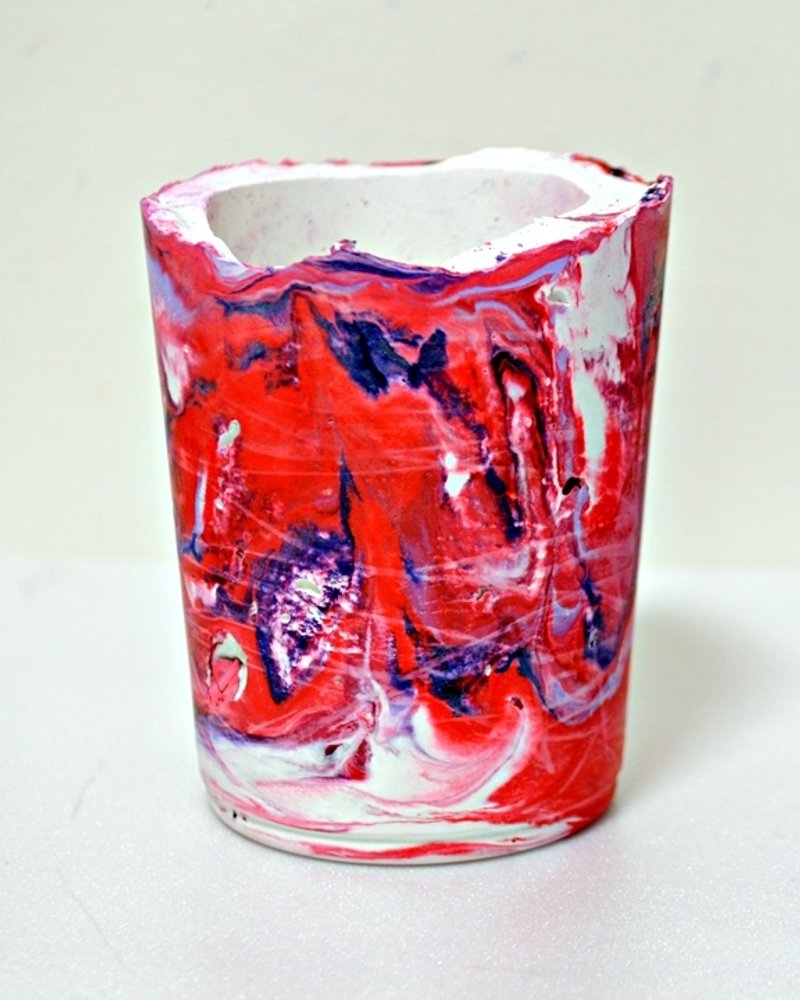 强化流彩白水泥花器.盆栽.笔筒 - 其他 - 其他材质 