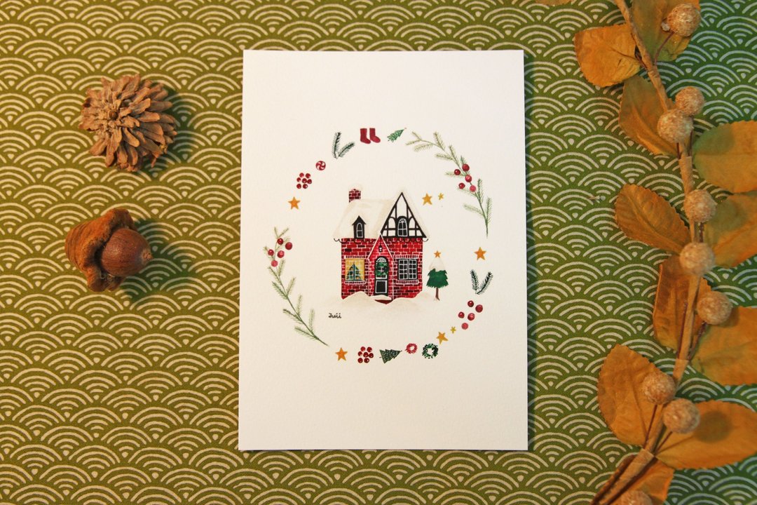Christmas Cottage│圣诞小房屋明信片 - 卡片/明信片 - 纸 
