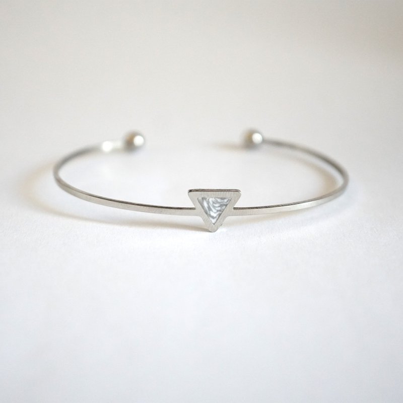 大理石云石纹软陶几何三角银色不锈钢手镯 - 手链/手环 - 其他金属 灰色