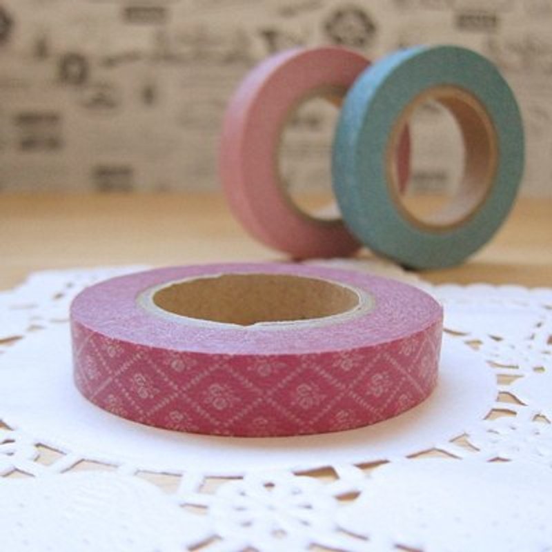 Marks Masking Tape 和纸胶带-单卷 碎花钮扣款(MKTS-108 花纹-桃红) - 纸胶带 - 纸 粉红色
