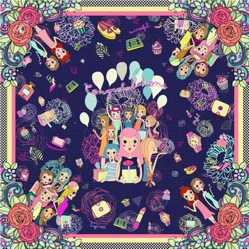 Asama设计师丝巾/俏皮女孩 Congratulations (深蓝) - 丝巾 - 其他材质 蓝色