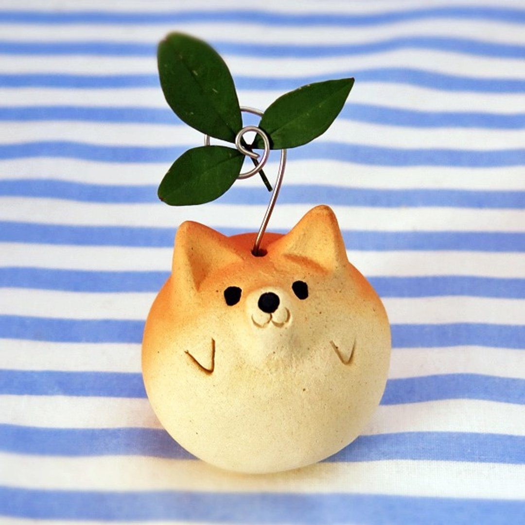 Shiba Inu figurine of Ceramics "The Shiba ball type 2" Shiba is the Japanese dog. - 摆饰 - 其他材质 黄色