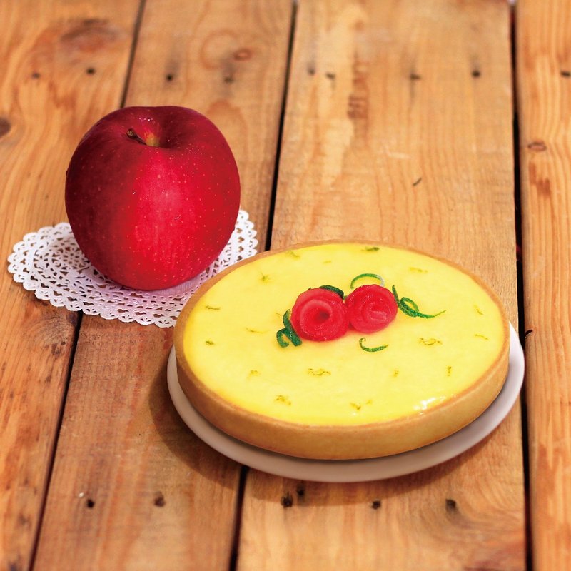 ❤花爱妈咪美丽C柠檬塔❤6寸限量抢购中【麦田⊙ 法式烘焙 ∞ The Harvest 】100%柠檬原汁，满满维他命C给妈妈好气色 ~ 手工将苹果雕刻出来的花加上覆盆子果泥染红，酸甜苹果香，美味又健康~ - 咸派/甜派 - 新鲜食材 红色