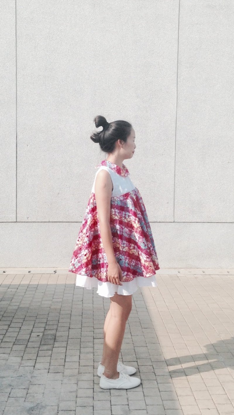 圆圆刺绣洋装 - 洋装/连衣裙 - 棉．麻 多色