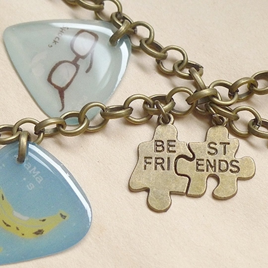 FaMa·s Pick吉他弹片-Best friend拼图手链组(两条) - 手链/手环 - 其他材质 咖啡色