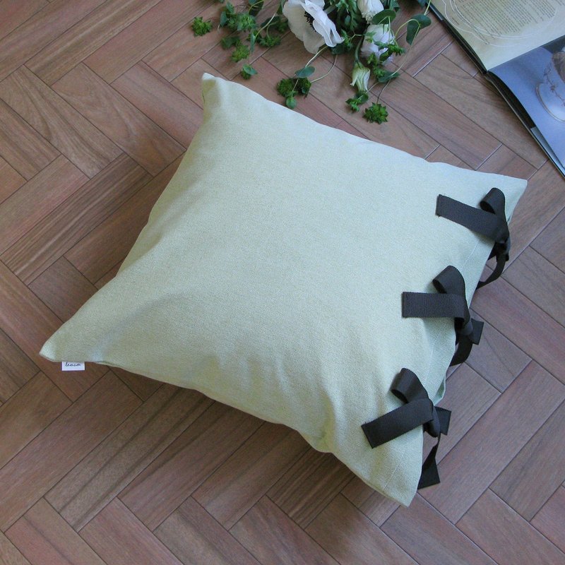 Cover only] canvas chambray Cushion cover ribbon SQ - 枕头/抱枕 - 棉．麻 绿色