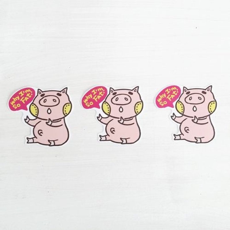 1212玩乐设 计逗趣到处贴 防水贴纸-why i am so fat - 贴纸 - 防水材质 粉红色