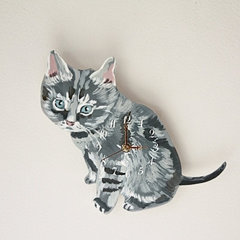 女孩寓所 :: 日本Unicom x Nathalie-Lete 壁挂时钟 -猫咪 - 时钟/闹钟 - 纸 灰色