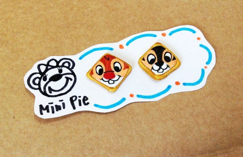 奇奇与蒂蒂糖霜饼干耳环组(可改耳夹式) ((满500随机送神秘小礼物)) - 耳环/耳夹 - 其他材质 咖啡色