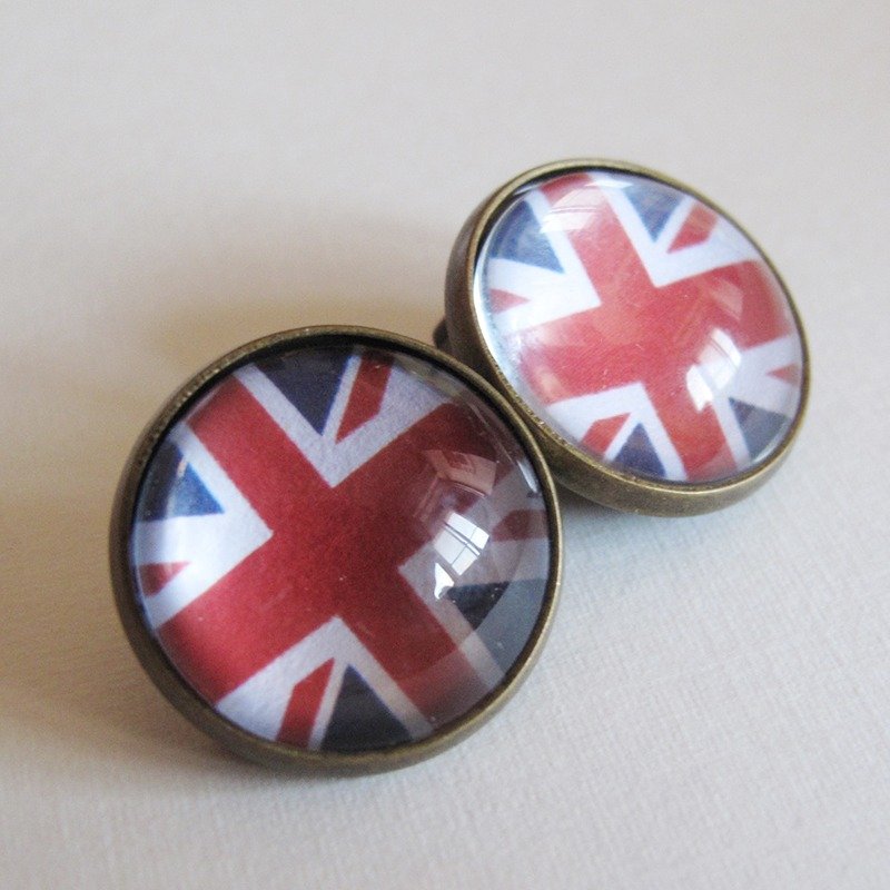 圆形耳夹耳针 - 英国国旗 - 耳环/耳夹 - 其他金属 蓝色