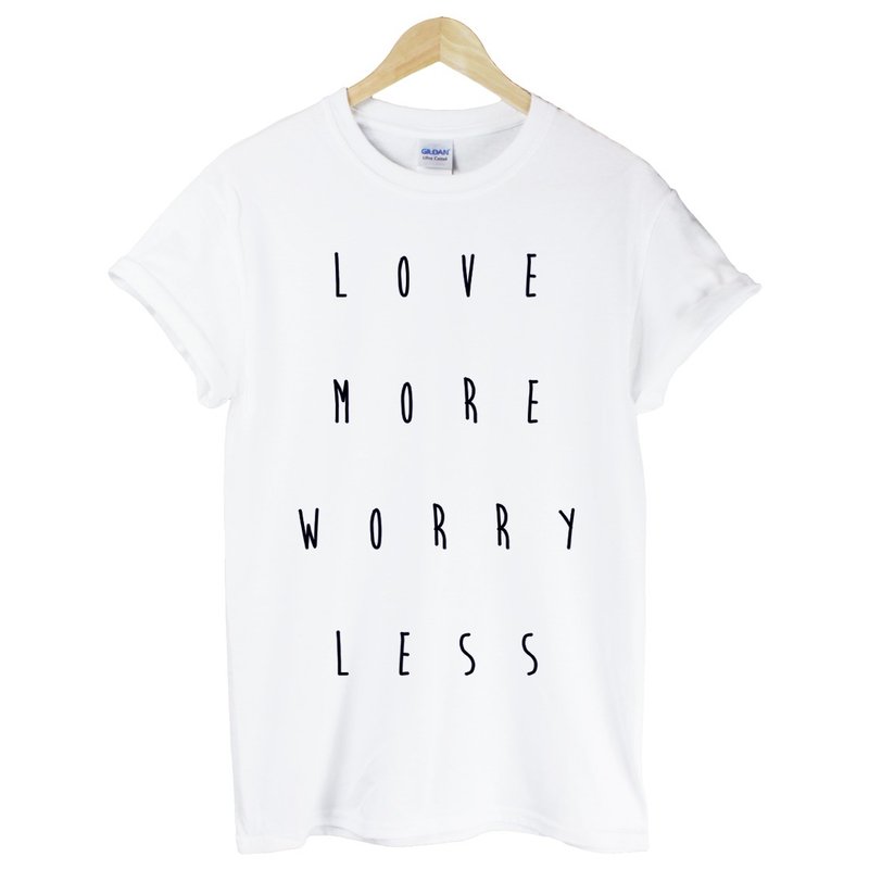 love more worry less短袖T恤-2色 爱多一点 担心少一点 英文 文青 艺术 设计 时髦 文字 时尚 - 男装上衣/T 恤 - 棉．麻 多色