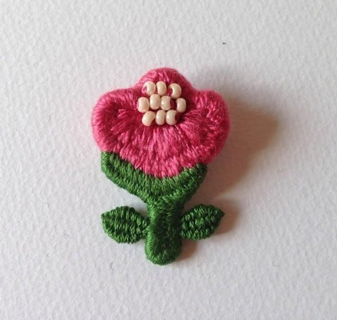 Flower brooch (Rose Pink x Little Women) - 胸针 - 棉 粉红色