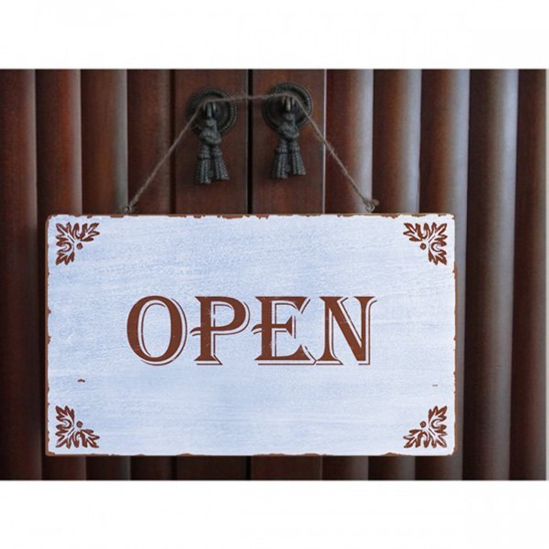 复古标示-ＯPEN-水蓝 - 摆饰 - 木头 蓝色